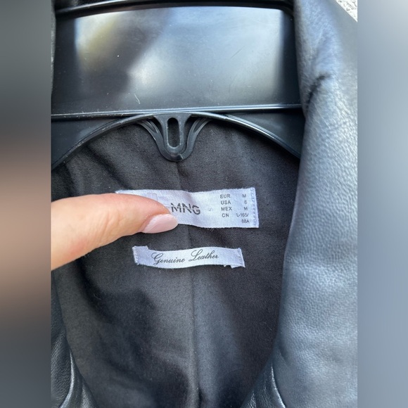 Mango Genuine Leather Biker Jacket in Black - Picture 9 of 14